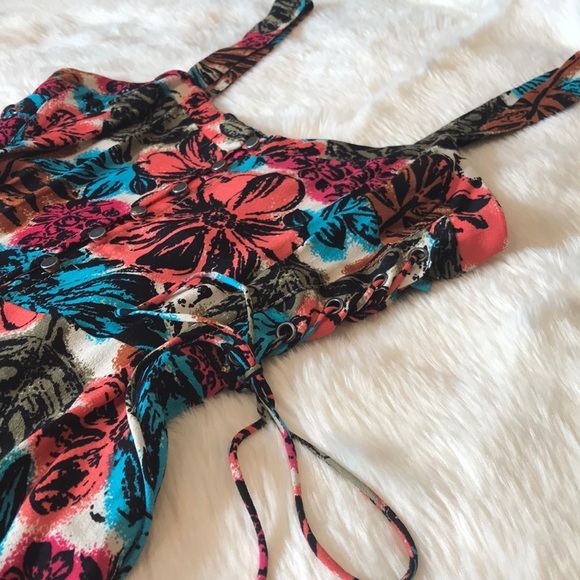 Forever 21 floral Hawaii hibiscus 🌺 dress M - Picture 4 of 5